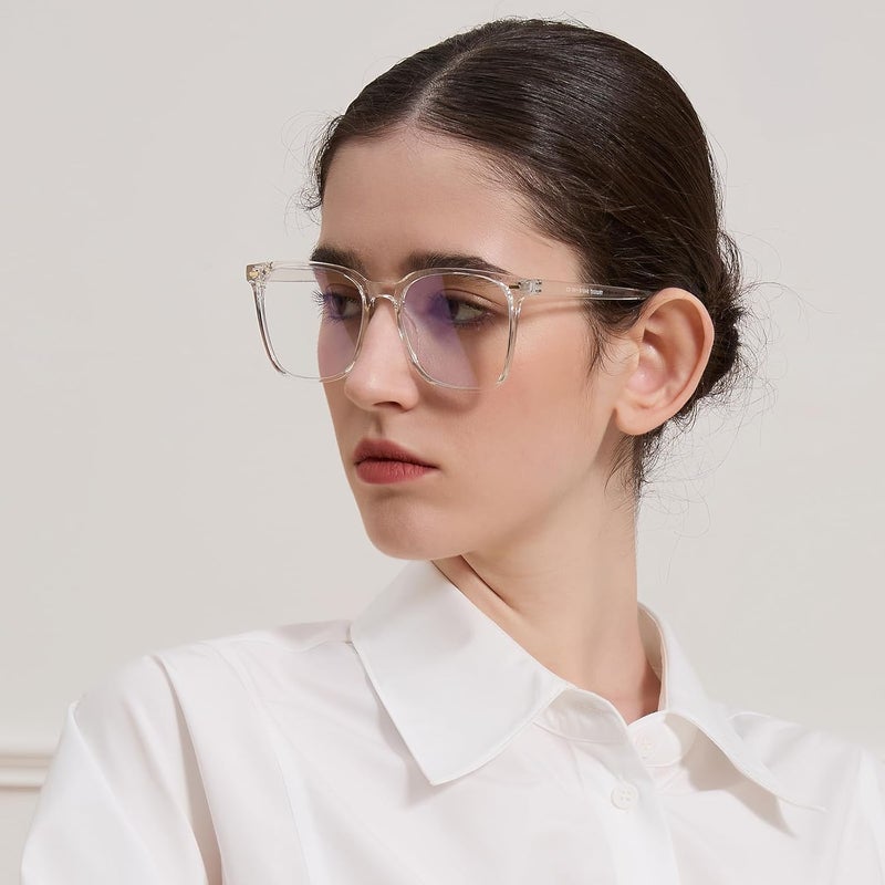 MACJERO Oversized Square Blue Light Blocking Glasses for Women Men, Anti-Fatigue Computer Monitor Gaming Glasses Reduce Eye Strain(transparent) - Image 3